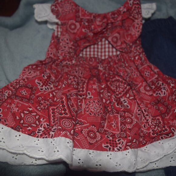 Blueberi Blvd Red Bandana Top Flutter Sleeves and pants 2 pc set 18 months - Picture 6 of 11